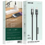 Green Lion LED Display Braided 1M Cable USB-C to Lightning 30W - Black
