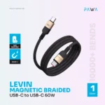 Pawa Levin Magnetic USB-C to USB-C Cable 60W - Desert Black