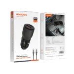 Porodo 95W Car Charger Transparent with 0.9M USB-C Cable - Grey