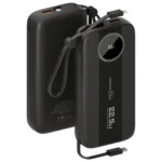 Porodo Blue Specca I 10000mAh Powerbank with Built-in Type-C & Lightning Cable - Black