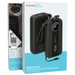 Porodo Blue Specca II 20000mAh Powerbank with Built-in Type-C & Lightning Cable - Black