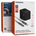 Porodo PD25W USB-A + USB-C*2 Travel Adapter - Black