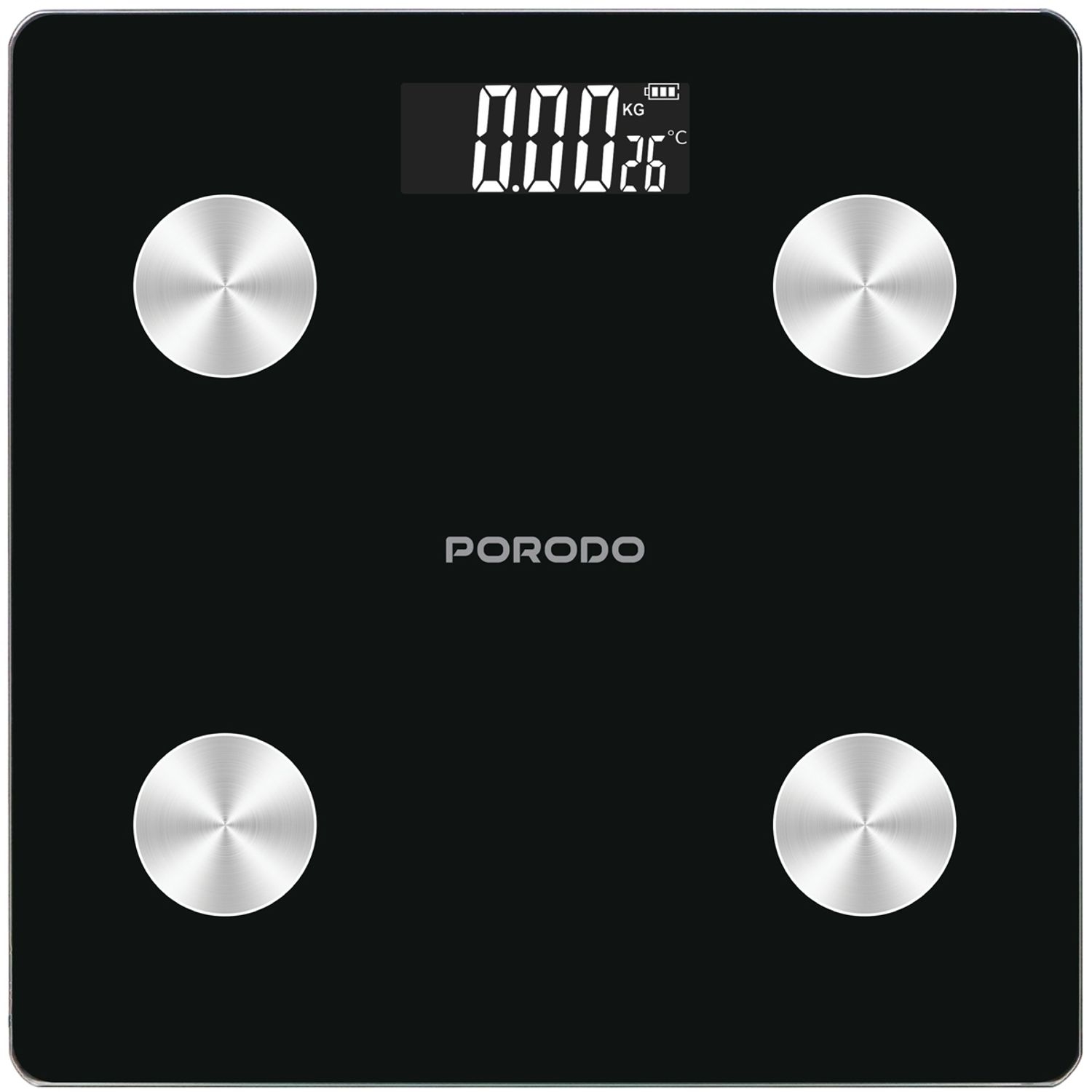 Porodo 'Gravis' Lifestyle Smart Body Fat Scale 30x30x2.5 (AAA batteries) - Black Porodo 'Gravis' Lifestyle Smart Body Fat Scale 30x30x2.5 (AAA batteries) - Black - الصورة 1