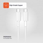 Porodo Type-C to C PVC Cable 1.2M - White