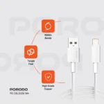 Porodo USB-A to Lightning PVC Cable 3M - White