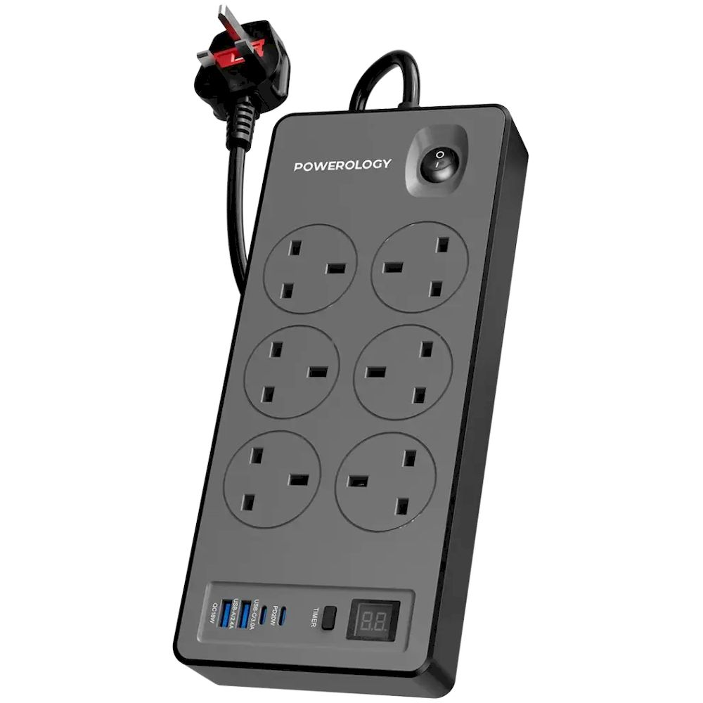 Powerology Timing Control USB 6 Socket 200-250V Powerology Timing Control USB 6 Socket 200-250V - الصورة 1