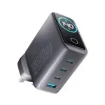 POWEROLOGY 140W 4-Port GaN Charger with TFT Display USB-C Cable - Black