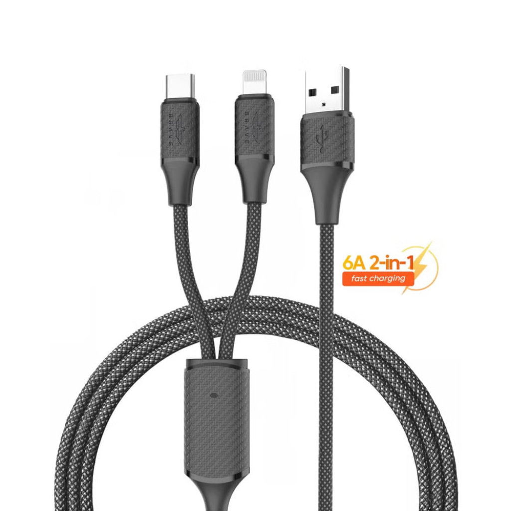 Brave Braided Data Cable 2 in 1 usb a Brave Braided Data Cable 2 in 1 USB A - Image 1