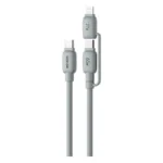 GREEN 2IN1 PVC CABLE USB-C TO LIGHTNING - GRAY