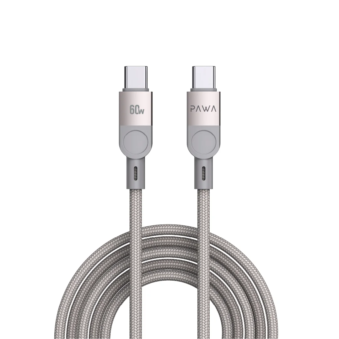 PAWA LEVIN BRAIDED CABLE FREE - GREY PAWA LEVIN BRAIDED CABLE TYPE C TO TYPE C ( FREE CABLE) - الصورة 1
